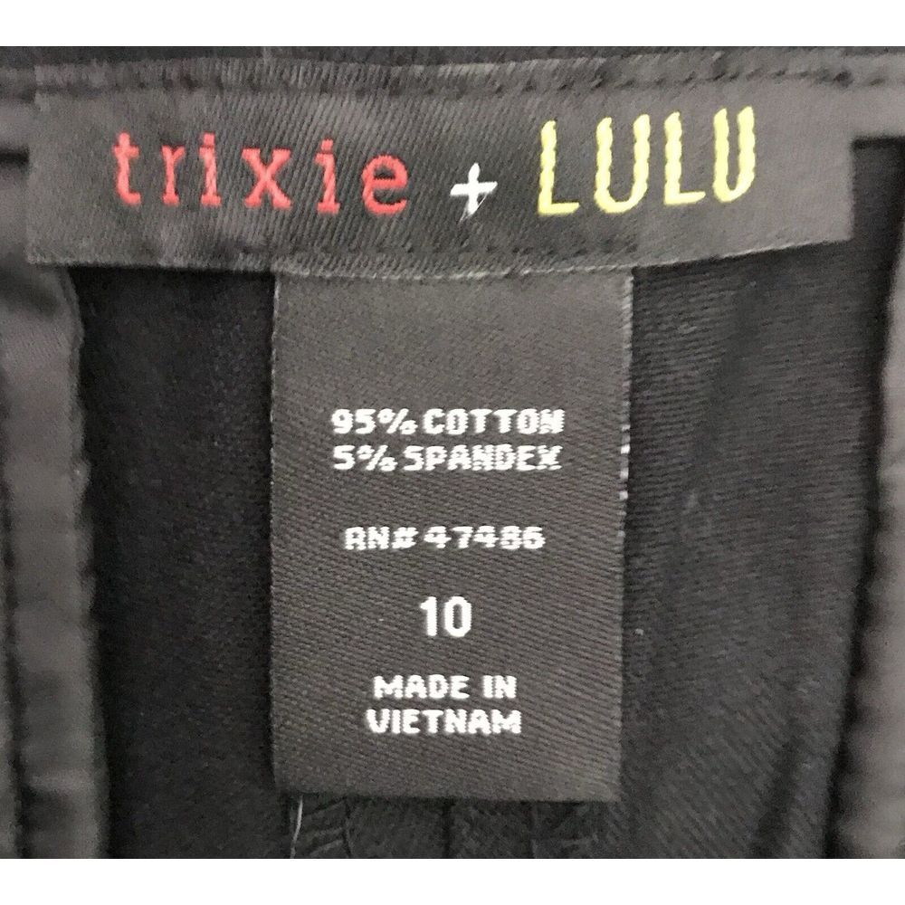 TRIXIE + LULU WOMEN MODERN ANKLE BLACK‎  TWILL CROP ANKLE PANTS Size 10 - Picture 3 of 8